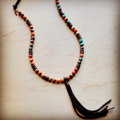 Multi Colored Turquoise Necklace with Wood