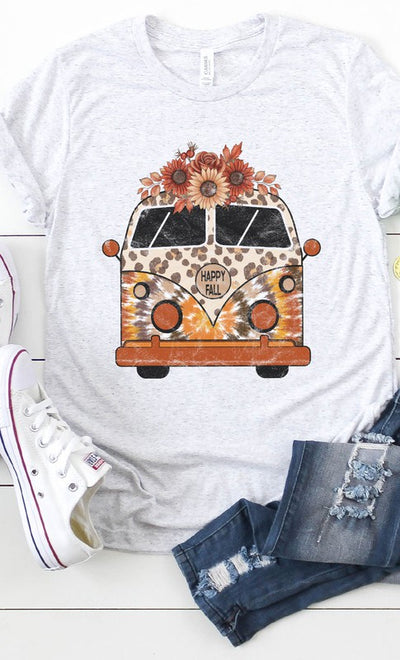Leopard Floral Fall VW Bus PLUS Graphic Tee