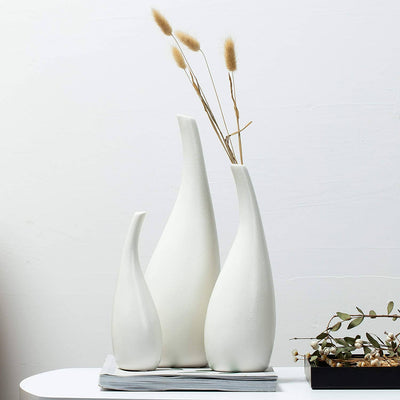 Set 3 Ceramic Vase, White Modern Vase and Fire Mantle - Madison Gable Designs